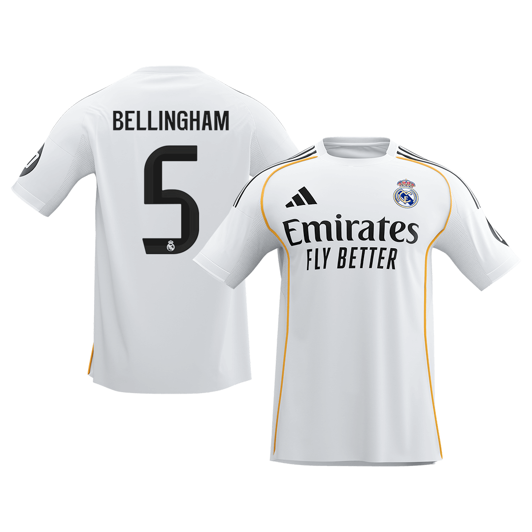 【Super Qualidade】BELLINGHAM #5 Real Madrid
 Casa Futebol Camisa 2025/26 Branco camisola de futebol