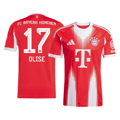 OLISE #17 Bayern Munich Casa Camisa 2025/26 Vermelho camisola de futebol