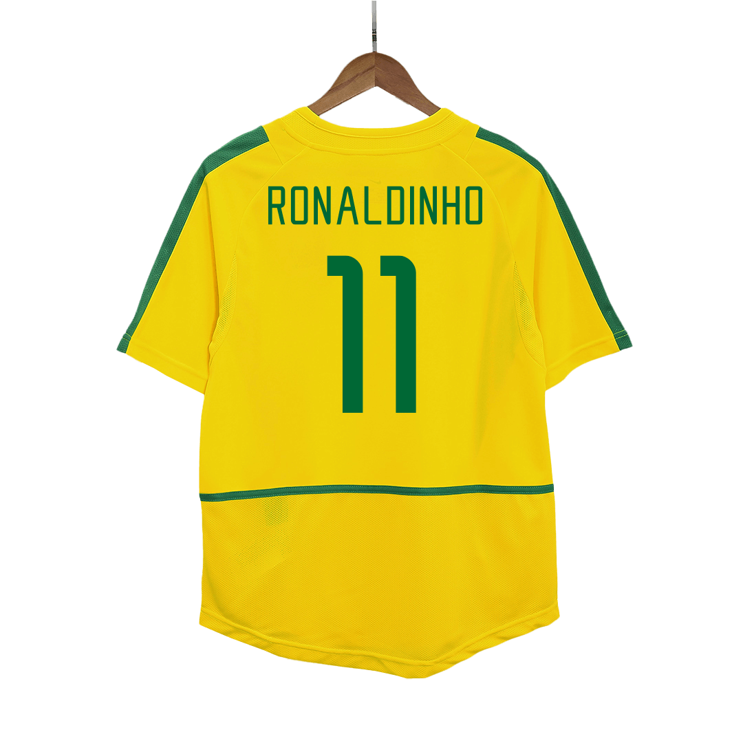 Camisola Retro RONALDINHO #11 Brasil Home Soccer Shirt 2002/03 2025/26