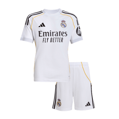 Infantil Real Madrid Casa Futebol Camisa Conjunto(Camisa+Calção) 2025/26 Branco camisola de futebol