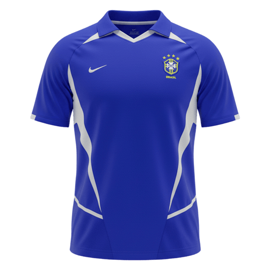 Retrô Brazil Fora Camisa 2002 Azul camisola de futebol 2025/26