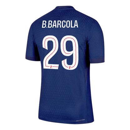 Jogador B.BARCOLA #29 PSG Casa Futebol Camisas 2025/26 Marinha