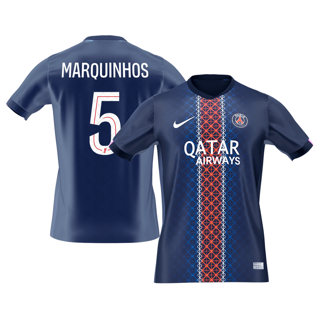 【Super Qualidade】MARQUINHOS #5 PSG
 Casa Futebol Camisa 2025/26 Marinha camisola de futebol