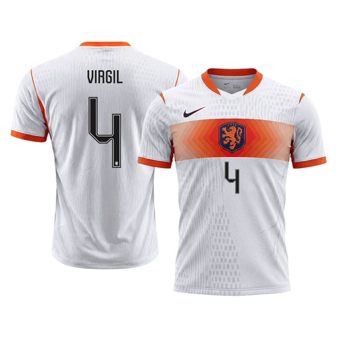 Versão do Jogador VIRGIL #4 Países Baixos Fora Copa do Mundo Futebol Camisas 2026 Branco