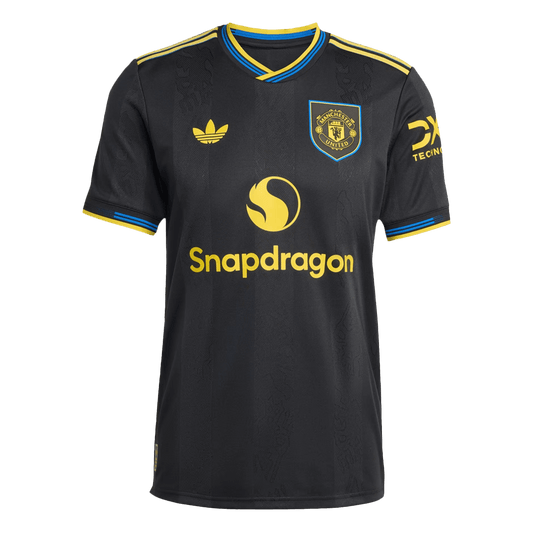 Jogador Manchester United Fora Terceira Futebol Camisas 2025/26 Preto camisola de futebol