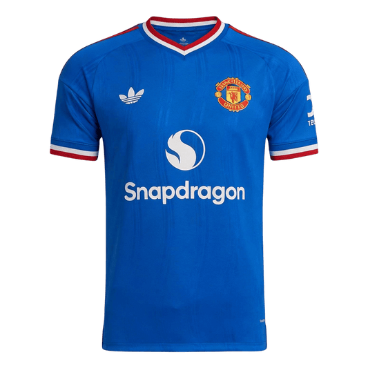 Versão do Jogador Manchester United Fora Futebol Camisas 2026/27 Azul - camisola de futebol para adeptos em