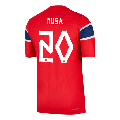 Versão do Jogador NUSA #20 Noruega Casa Copa do Mundo Futebol Camisas 2026 Vermelho