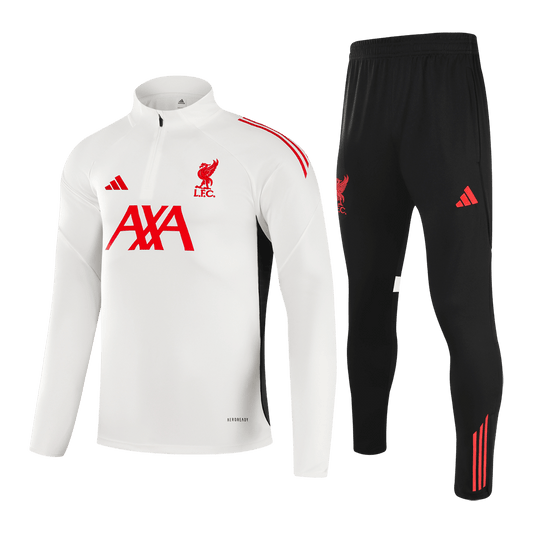 Liverpool Infantil Zíper Moletom Conjunto (Top+Pants) 2025/26 Branco camisola de futebol