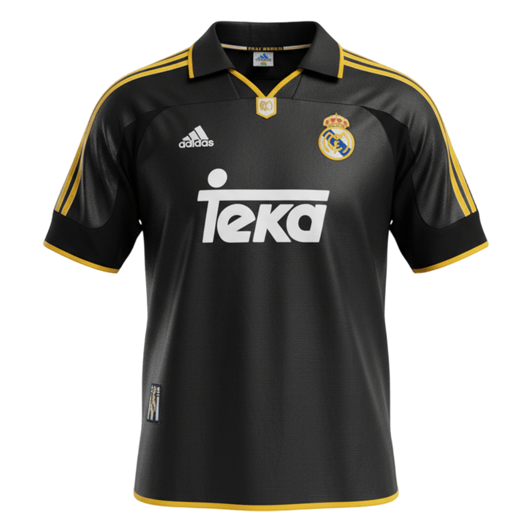 Retrô Real Madrid Fora Camisa 1999/01 Preto camisola de futebol 2025/26