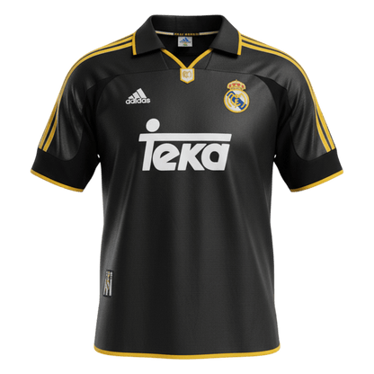Retrô Real Madrid Fora Camisa 1999/01 Preto camisola de futebol 2025/26