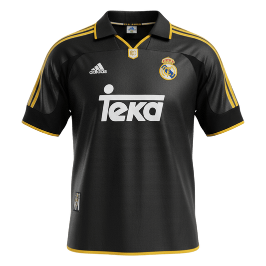 Retrô Real Madrid Fora Camisa 1999/01 Preto camisola de futebol 2025/26