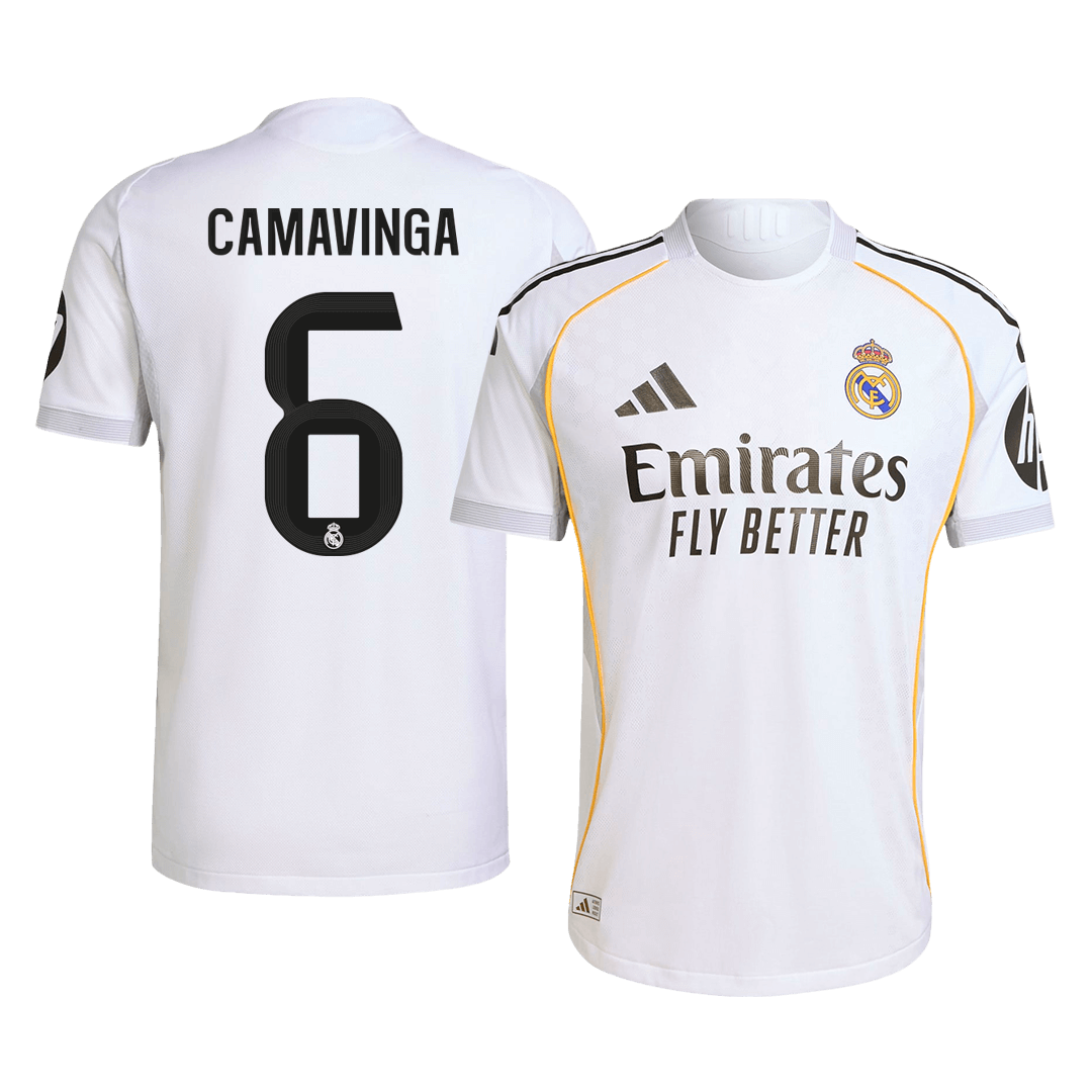 Jogador CAMAVINGA #6 Real Madrid Casa Futebol Camisas 2025/26 Branco camisola de futebol