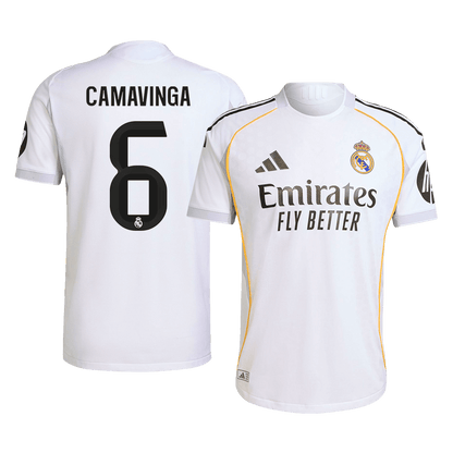 Jogador CAMAVINGA #6 Real Madrid Casa Futebol Camisas 2025/26 Branco camisola de futebol