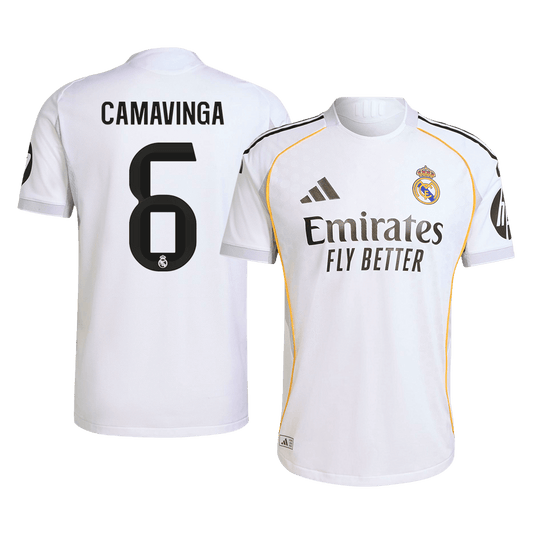 Jogador CAMAVINGA #6 Real Madrid Casa Futebol Camisas 2025/26 Branco camisola de futebol