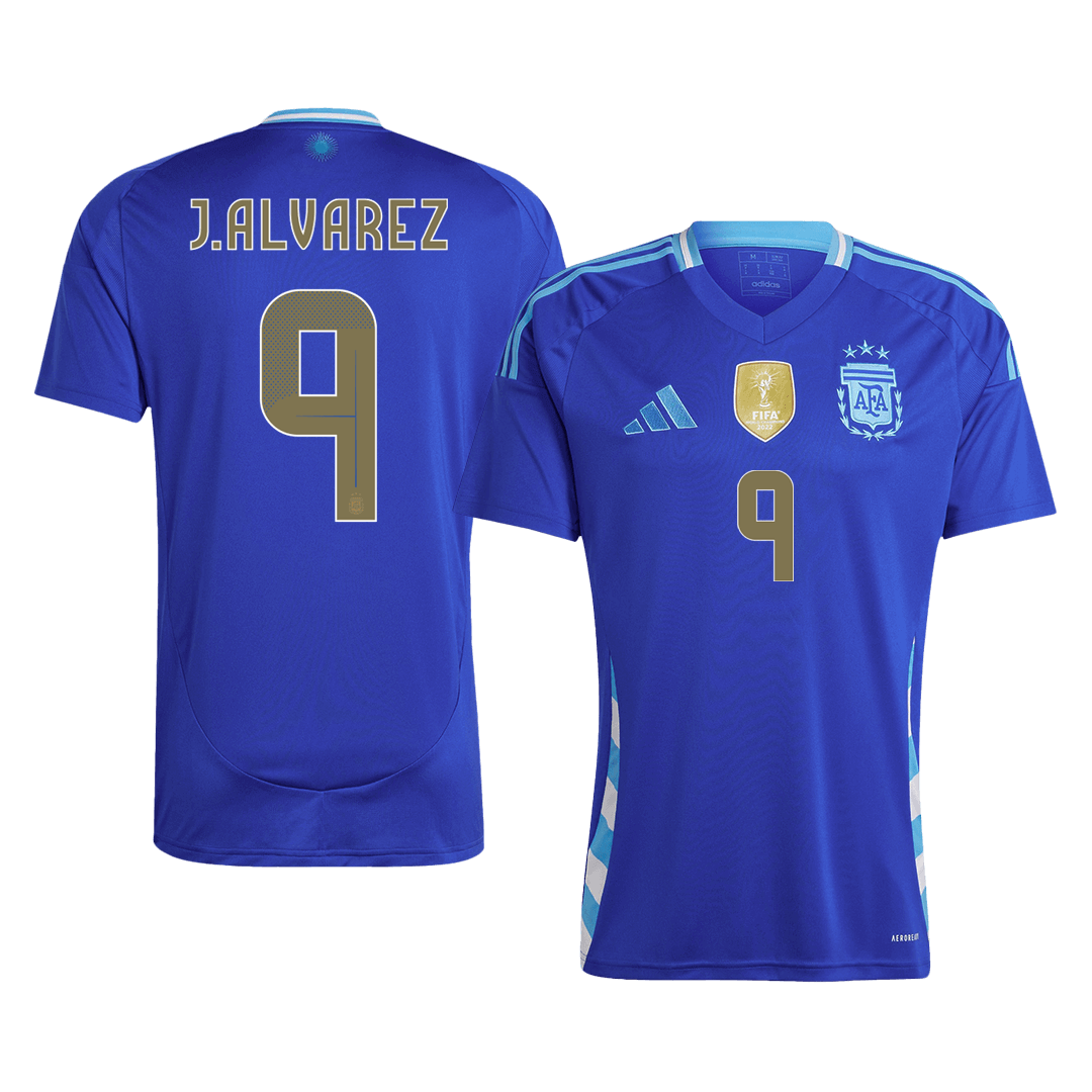 J.ALVAREZ #9 Argentina Camisola de Futebol Away Camisola Personalizada 2025/26