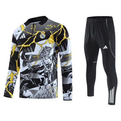 Real Madrid Zíper Moletom Conjunto (Top+Calças) 2025/26 Preto