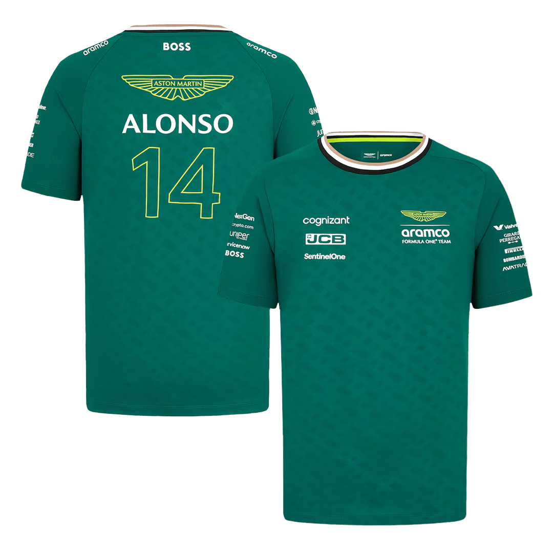 Camiseta Aston Martin Aramco Cognizant F1 Racing Team Fernando Alonso Driver 2024 camisola de futebo
