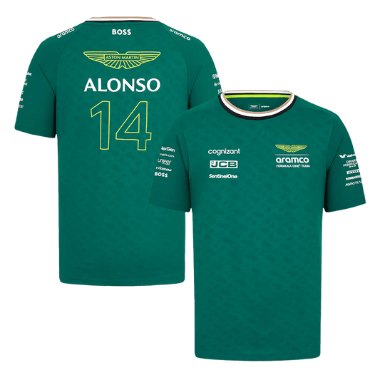 Camiseta Aston Martin Aramco Cognizant F1 Racing Team Fernando Alonso Driver 2024 camisola de futebo