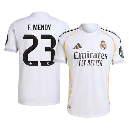Jogador F.MENDY #23 Real Madrid Casa Futebol Camisas 2025/26 Branco camisola de futebol