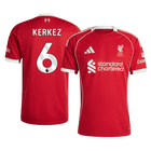 KERKEZ #6 Liverpool Casa Camisa 2025/26 Vermelho