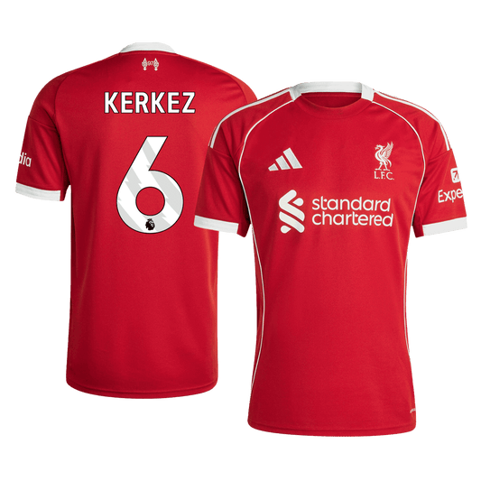 KERKEZ #6 Liverpool Casa Camisa 2025/26 Vermelho camisola de futebol
