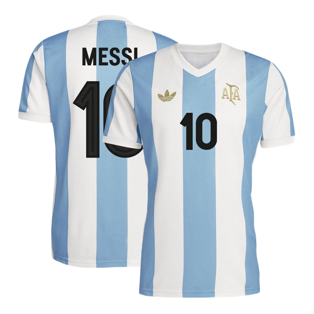 Camisola de futebol MESSI #10 Argentina personalizada 50th aniversário 2025/26