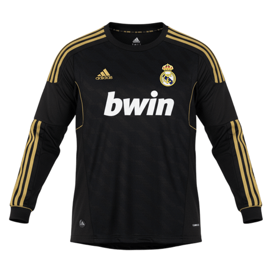 Retrô Real Madrid Fora Manga Longa Camisa 2011/12 Preto camisola de futebol 2025/26