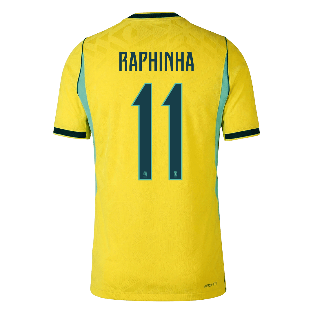 Versão do Jogador RAPHINHA #11 Brasil Casa Copa do Mundo Futebol Camisas 2026 Amarelo