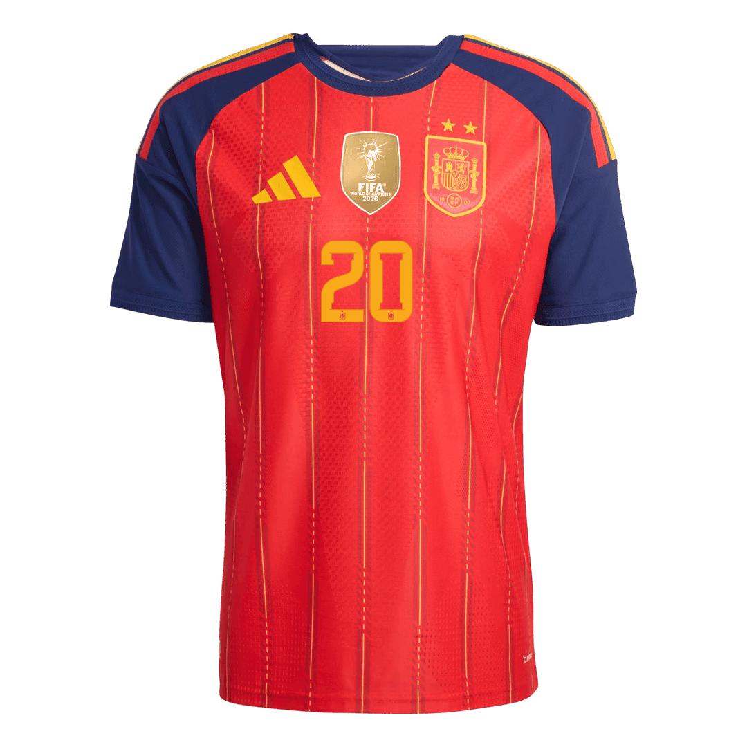 Versão do Jogador PEDRI #20 Spain Casa Copa do Mundo Futebol Camisas 2026 Vermelho