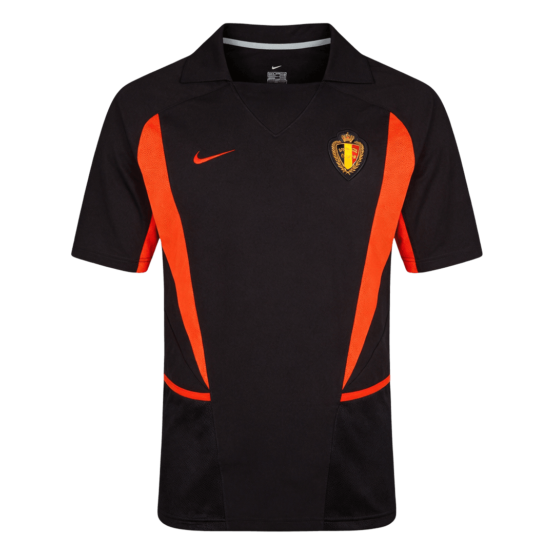 Retrô Belgium Fora Copa do Mundo Camisa 2002 Preto