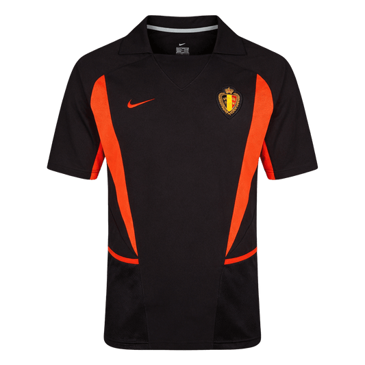 Retrô Belgium Fora Copa do Mundo Camisa 2002 Preto