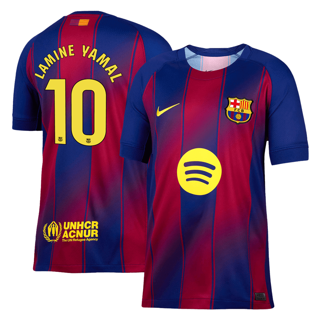 LAMINE YAMAL #10 Barcelona Casa Camisa 2025/26- Vermelho&Azul camisola de futebol