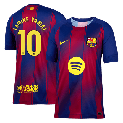 LAMINE YAMAL #10 Barcelona Casa Camisa 2025/26- Vermelho&Azul camisola de futebol