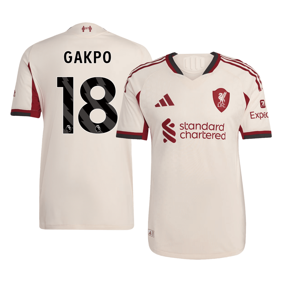 Jogador GAKPO #18 Liverpool Fora Futebol Camisas 2025/26 Branco camisola de futebol