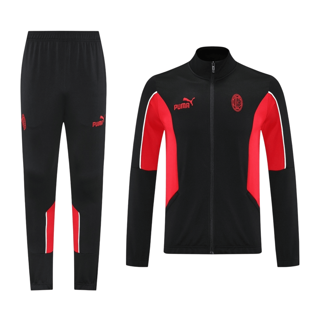 AC Milan Treino Jaqueta Conjunto (Jaqueta + Calças) 2025/26 Preto camisola de futebol