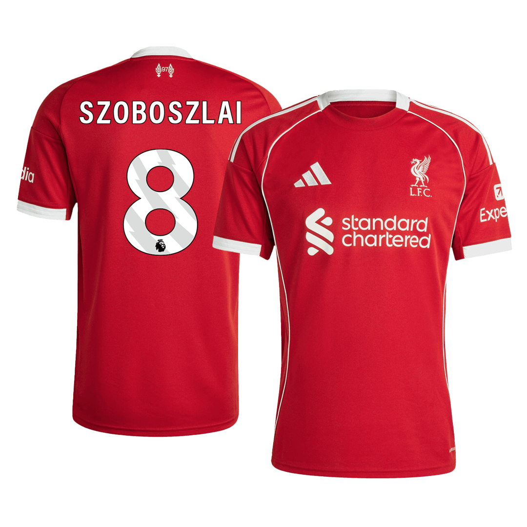 SZOBOSZLAI #8 Liverpool Casa Camisa 2025/26 Vermelho camisola de futebol