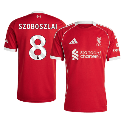 SZOBOSZLAI #8 Liverpool Casa Camisa 2025/26 Vermelho camisola de futebol