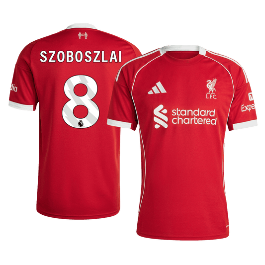 SZOBOSZLAI #8 Liverpool Casa Camisa 2025/26 Vermelho camisola de futebol