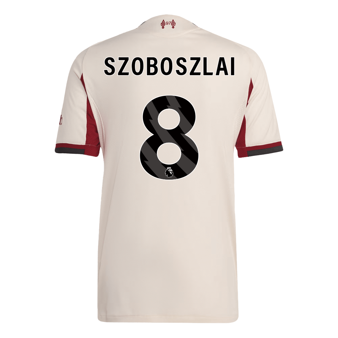 Jogador SZOBOSZLAI #8 Liverpool Fora Futebol Camisas 2025/26 Branco