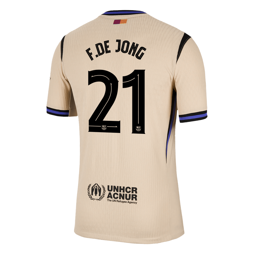 Jogador DE JONG #21 Barcelona Fora UCL Futebol Camisas 2025/26 Amarelo